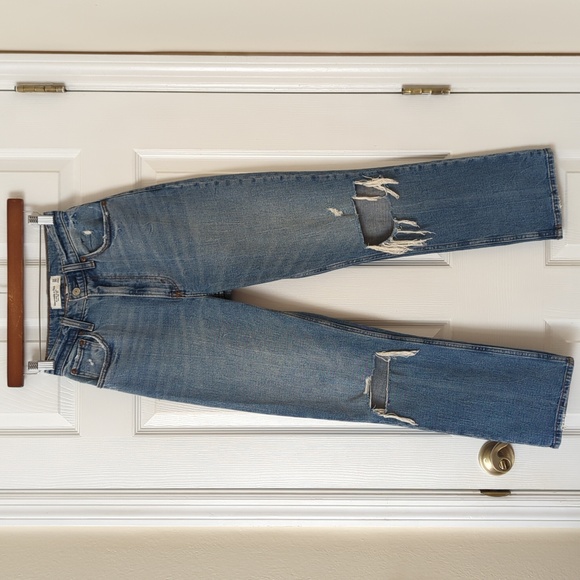 Abercrombie & Fitch Denim - Abercrombie & Fitch Distressed Ankle Straight Ultra High Rise Curve Love Jeans